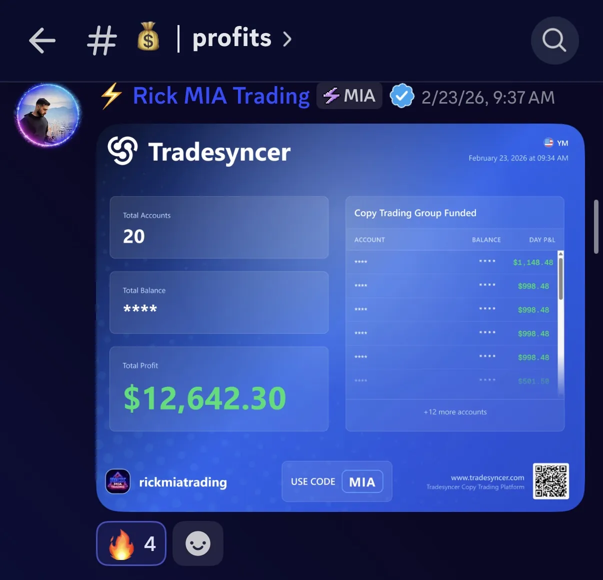 $12,642 verified trading result screenshot